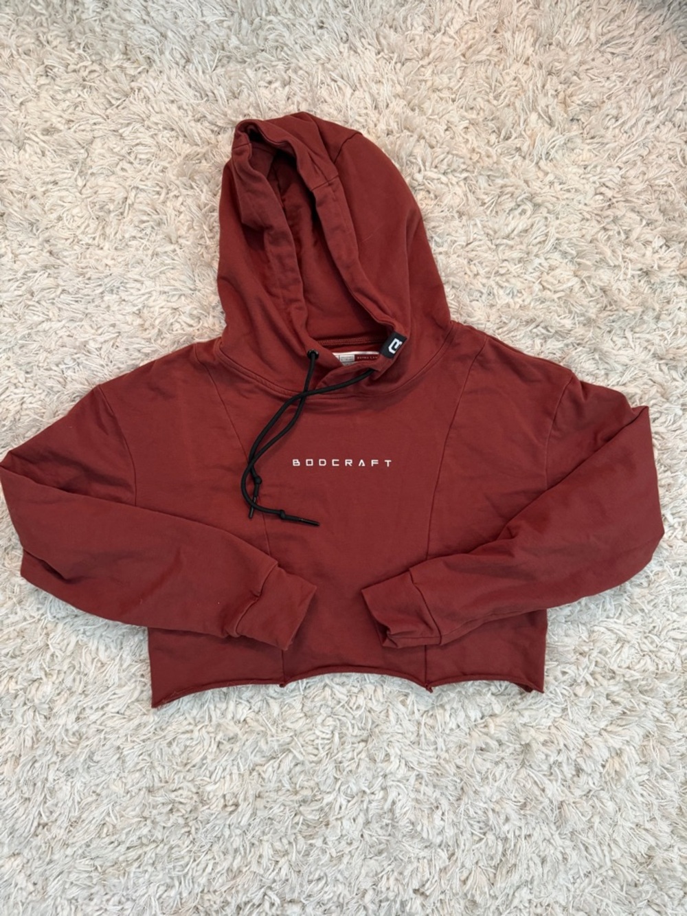 Women's Cropped Hoodie in Brick Red